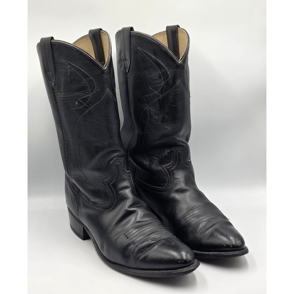 Acme Vintage Cowboy Boots Mens 9.5 EW Black Western Boots Style 15920